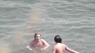 Bunch of girls have fun in the sea naked