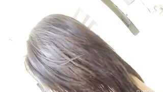 First-person sex with a young brunette who plays with her natural tits