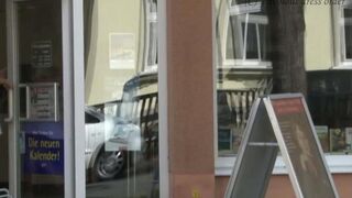 A girl walks on the street without panties, get fucked