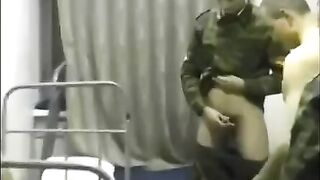 Bunch of young soldiers fucked a girl in the barracks, hardcore action