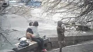 The guy was photographed while having sex with a girl on the street