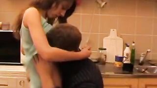 Father, being a drunk, fucks his daughter in a steamy Russian scene