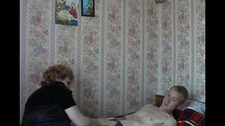 An old woman has sex with her son on a hidden camera