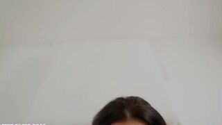 Sperm flowing over the face of a beautiful woman with big tits