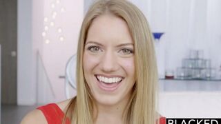 Blonde beauty takes a huge black cock in her tight holes, an intense interracial experience