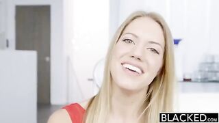 Blonde beauty takes a huge black cock in her tight holes, an intense interracial experience