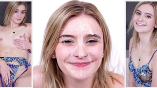 We look and excited, girls! A young blonde teen smokes and jerks