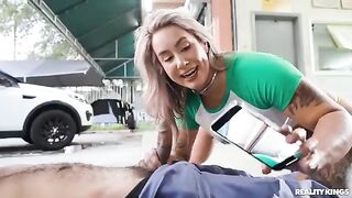 The sexy girl had sex with the mechanic after her car was repaired
