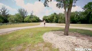 Outdoor sex adventures in the park with a cute girl