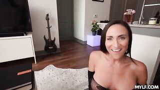The girl will be covered with semen after the guy's orgasm