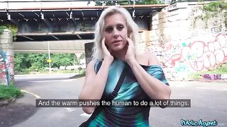 Blonde MILF slut getting fucked on the street