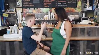 She Has Big Natural Tits and Works as a Barista in This Hot Video
