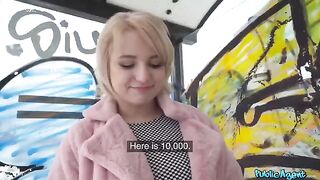 Blonde student agreed to fuck for money in the basement, captured in raw POV style