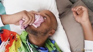A sexy girl with glasses fucks deep in the ass with her boyfriend