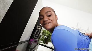 The girl is shadowing her friend at work and gets fucked
