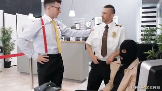 Robber tried to rob a bank but got banged by hot slut