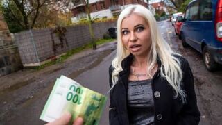 Blonde MILF slut getting fucked on the street for cash