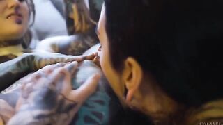 A sexy lesbian girl has anal sex using a strap-on dildo