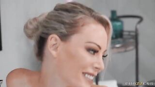 A blonde MILF has a bubble bath and gets her pussy full of cock
