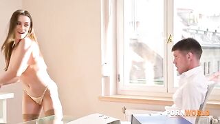 Josephine, the boss with big boobs, called an employee with a huge dick