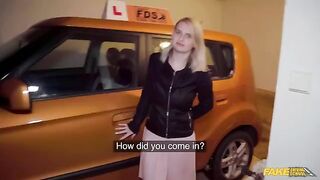 Big cock makes big boobs of hot blondie in car