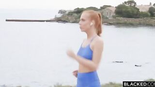 The guy fucked the red-haired beauty in the pool and came right in the water