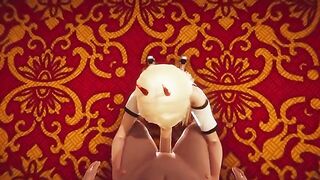 Footjob with sweet feet, anal creampie, facesitting, and deepthroat in 3D Hentai Animation