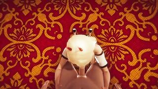 Footjob with sweet feet, anal creampie, facesitting, and deepthroat in 3D Hentai Animation