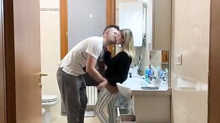 The girl locked in the bathroom wants to be fucked