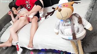 A girl shows her husband that she wants a threesome with a man, but with a toy first