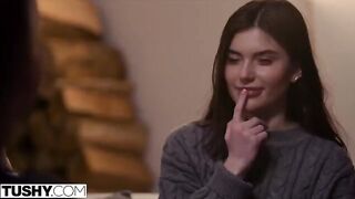 Two gorgeous best friends, Talia and Stefany, share a big cock in their asses