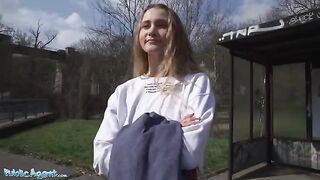 Ivi Rein practices English with a guy in Public Agent scene