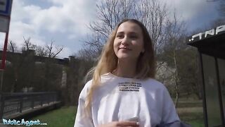 Ivi Rein practices English with a guy in Public Agent scene
