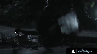 Thirsty Huntress Bangs Big-Titted MILFs in the Desert