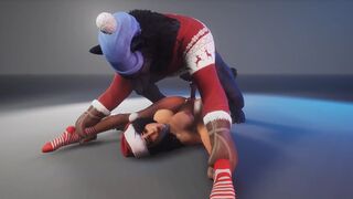 A curvy woman is fucked by a werewolf on Christmas day