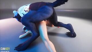 A curvy woman is fucked by a werewolf on Christmas day
