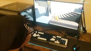 A sexy challenge for the gamer's dick in a video game