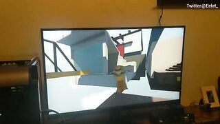 A sexy challenge for the gamer's dick in a video game