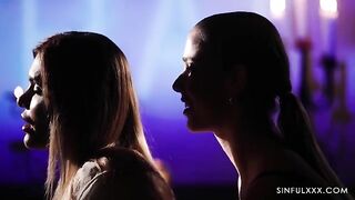 Romantic sex of three in one bed, a very hot video