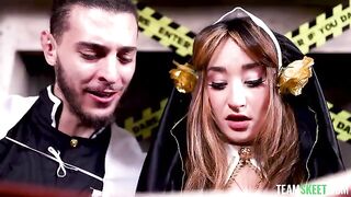 Cute girl was fucked in ass on All Saints' Day