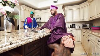 A black hole is sucking all the sperm of a guy in this hot ebony threesome