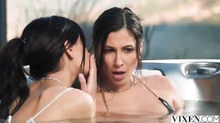 A day in paradise with a hot brunette threesome