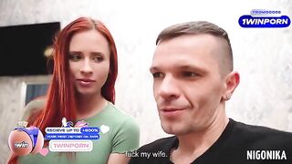 Two Russian sluts fucked hard by a crowd of horny guys in an intense orgy