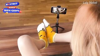 A cute girl agreed to make a footjob video for her stepbrother