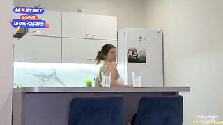 She was in the kitchen and suddenly felt a surprising sensation