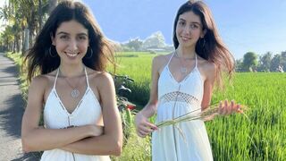 A sweet girl was picking rice and got fucked outdoors