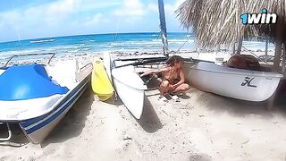 A cute couple has an experience of passion on a nude beach