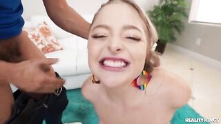 The guy pulled out a toy and began to fuck the blonde on the couch