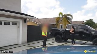 Why not to have fun in the garage with a sexy girl?