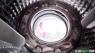 The blonde had a problem with the washing machine